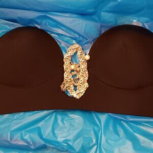 BLACK ADHESIVE BRA, XL, PLUNGING NECKLINE